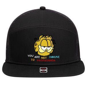 Funny You Are Not Immune To Propaganda 7 Panel Mesh Trucker Snapback Hat