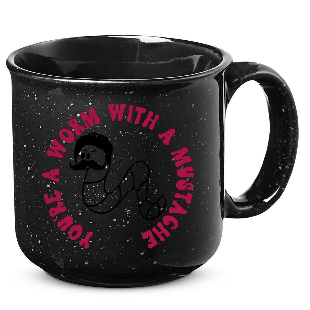 Funny You’re A Worm With A Mustache Meme For Men Women 15oz Campfire Ceramic Mug