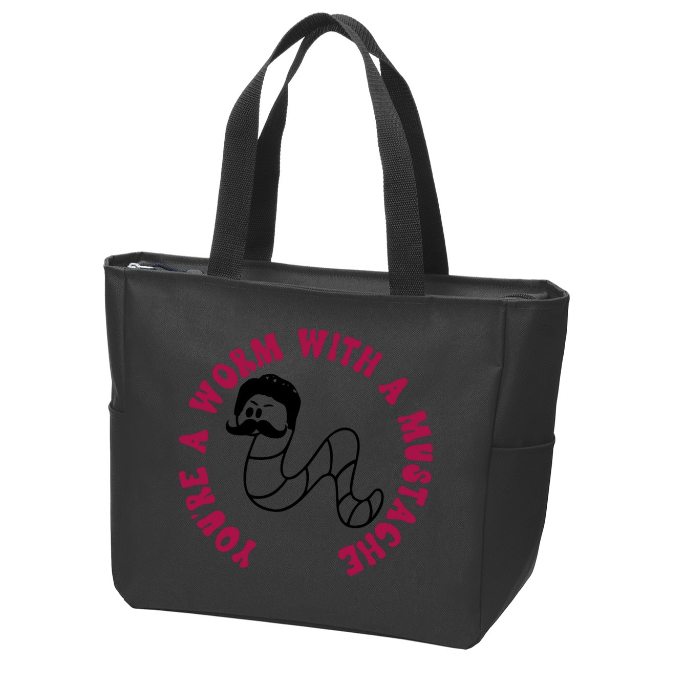 Funny You’re A Worm With A Mustache Meme For Men Women Zip Tote Bag