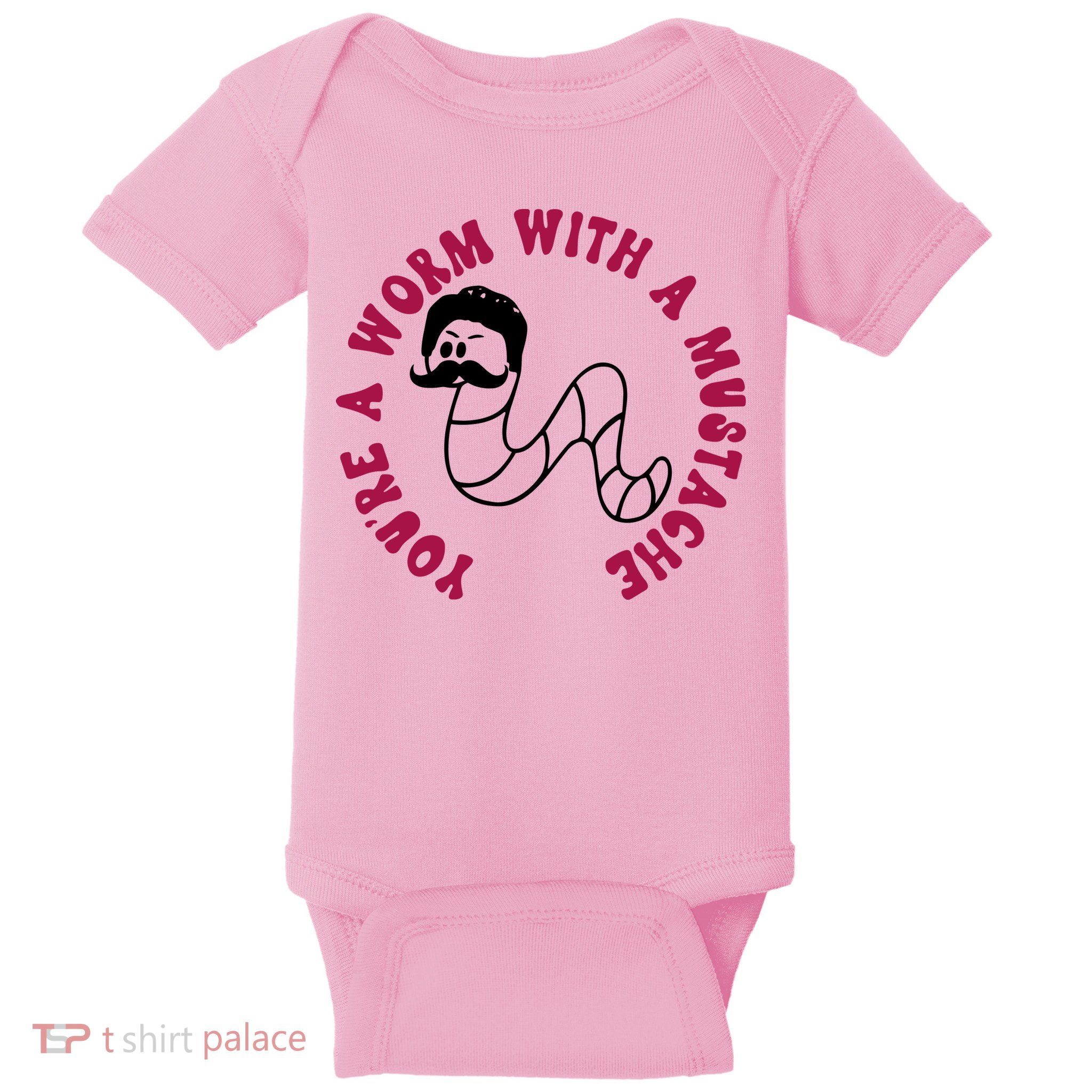 Funny You’re A Worm With A Mustache Meme For Men Women Baby Bodysuit