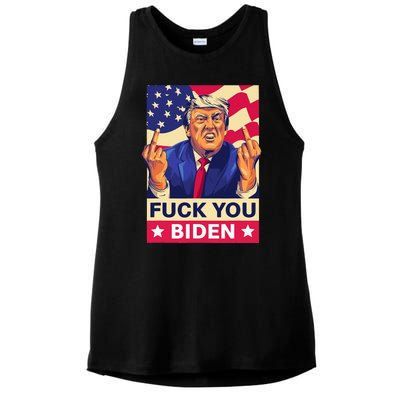 Fck You Biden Funny Trump Ladies PosiCharge Tri-Blend Wicking Tank