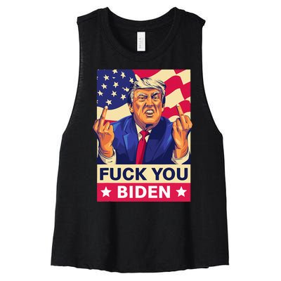 Fck You Biden Funny Trump Women's Racerback Cropped Tank