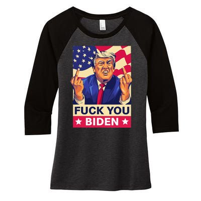 Fck You Biden Funny Trump Women's Tri-Blend 3/4-Sleeve Raglan Shirt