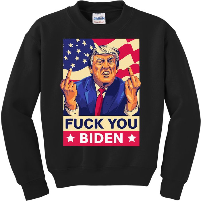 Fck You Biden Funny Trump Kids Sweatshirt