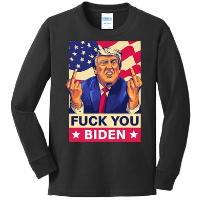 Fck You Biden Funny Trump Kids Long Sleeve Shirt