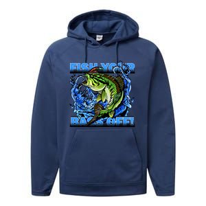 Fish Your Bass Off Funny Fishing Performance Fleece Hoodie