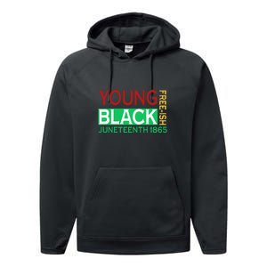 Funny Young Black Free Ish Juneteenth 1865 Gift Performance Fleece Hoodie