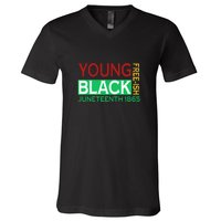 Funny Young Black Free Ish Juneteenth 1865 Gift V-Neck T-Shirt