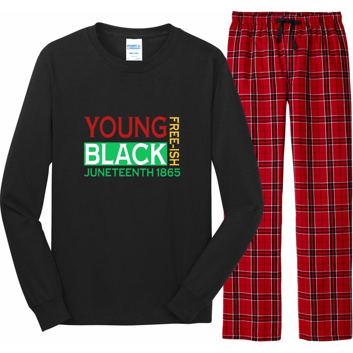 Funny Young Black Free Ish Juneteenth 1865 Gift Long Sleeve Pajama Set