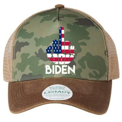 Fuck You Biden Middle Finger American Flag Legacy Tie Dye Trucker Hat