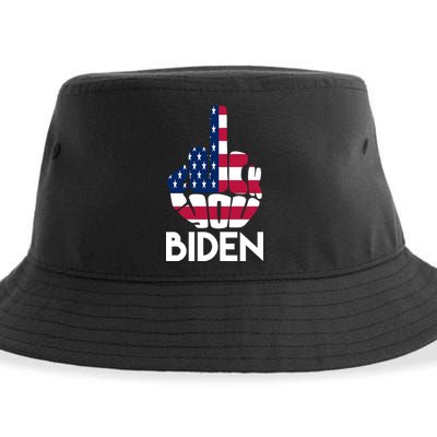 Fuck You Biden Middle Finger American Flag Sustainable Bucket Hat