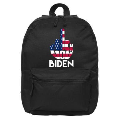 Fuck You Biden Middle Finger American Flag 16 in Basic Backpack