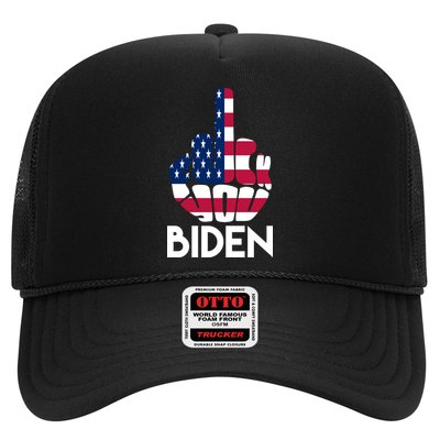 Fuck You Biden Middle Finger American Flag Trucker Hat