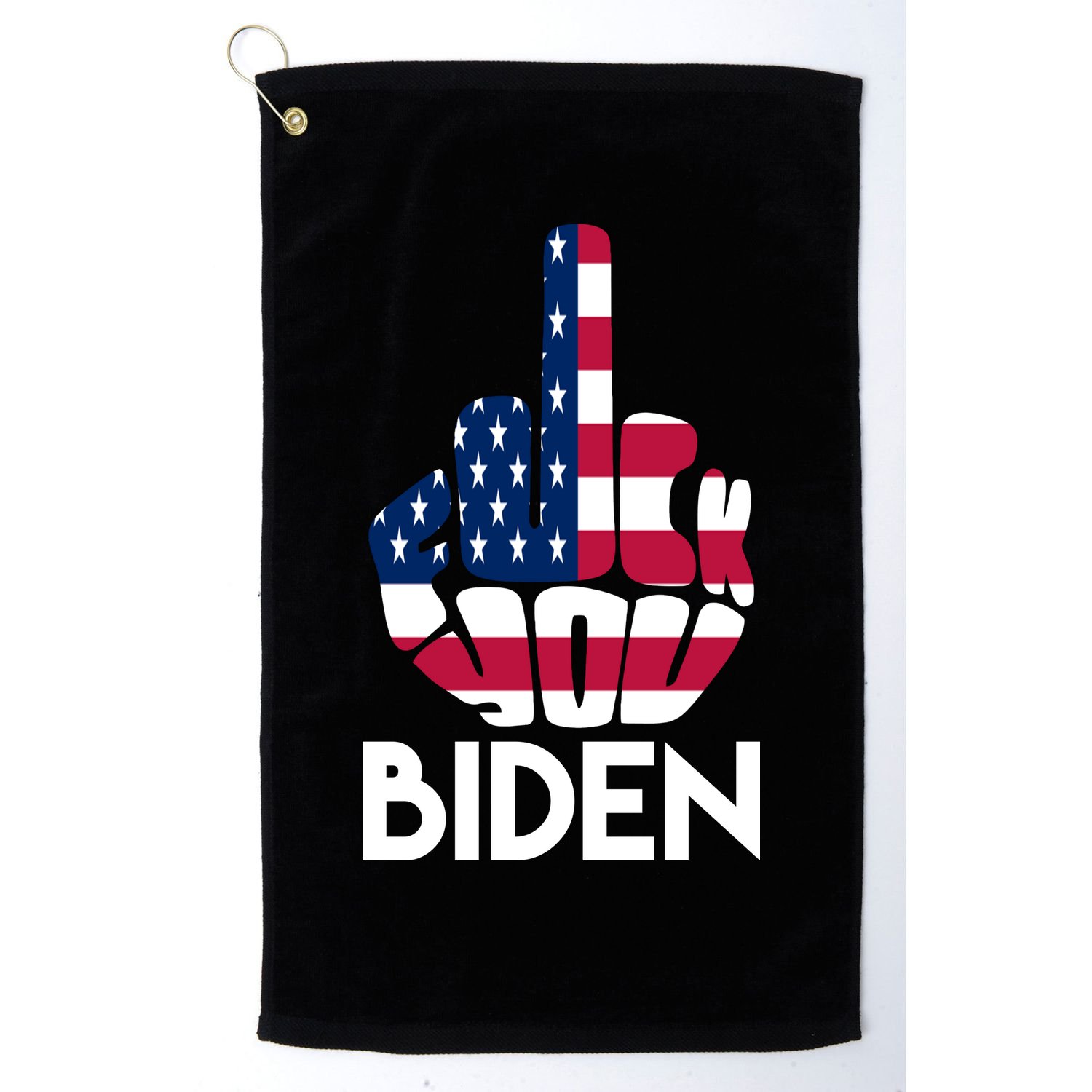 Fuck You Biden Middle Finger American Flag Golf Towel