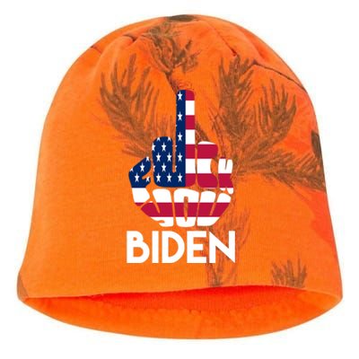 Fuck You Biden Middle Finger American Flag Kati - Camo Knit Beanie