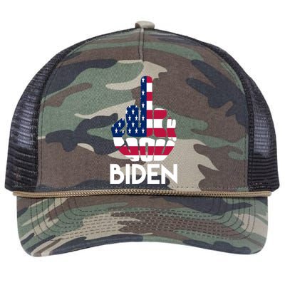 Fuck You Biden Middle Finger American Flag Retro Rope Trucker Hat Cap