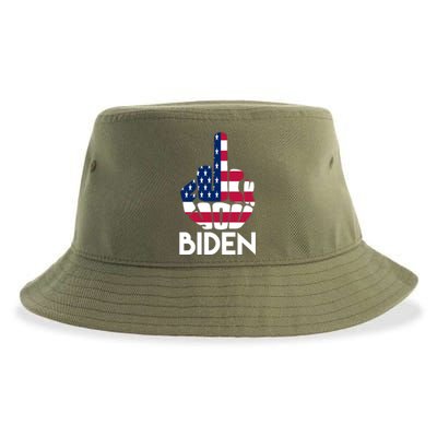 Fuck You Biden Middle Finger American Flag Sustainable Bucket Hat