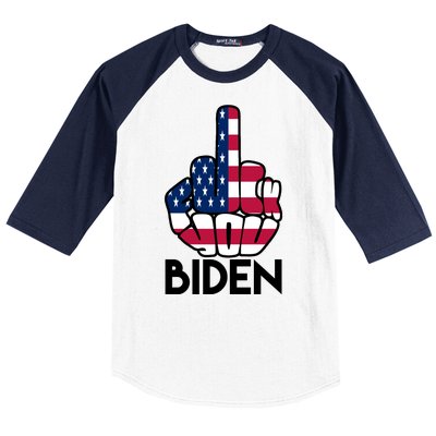 Fuck You Biden Middle Finger American Flag Baseball Sleeve Shirt