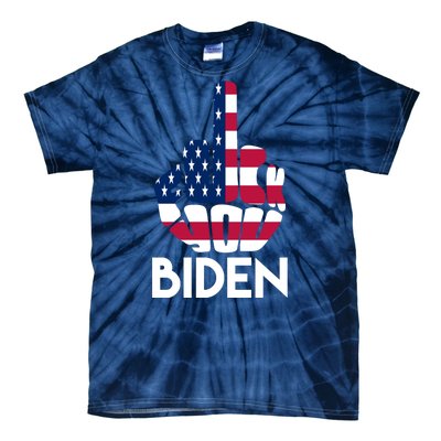 Fuck You Biden Middle Finger American Flag Tie-Dye T-Shirt