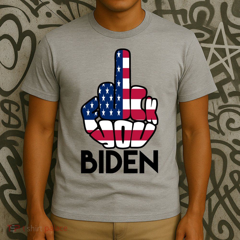 Fuck You Biden Middle Finger American Flag T-Shirt