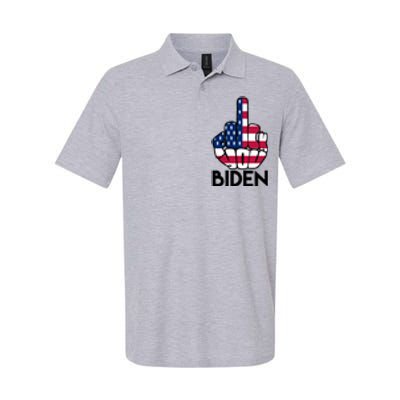 Fuck You Biden Middle Finger American Flag Softstyle Adult Sport Polo