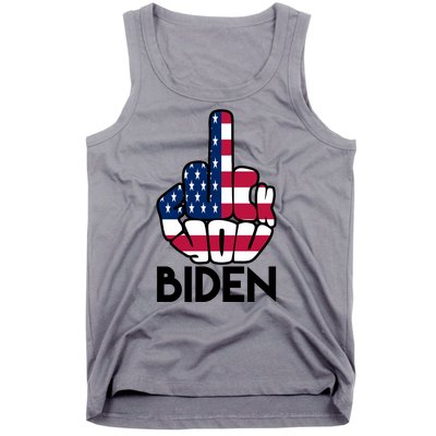 Fuck You Biden Middle Finger American Flag Tank Top