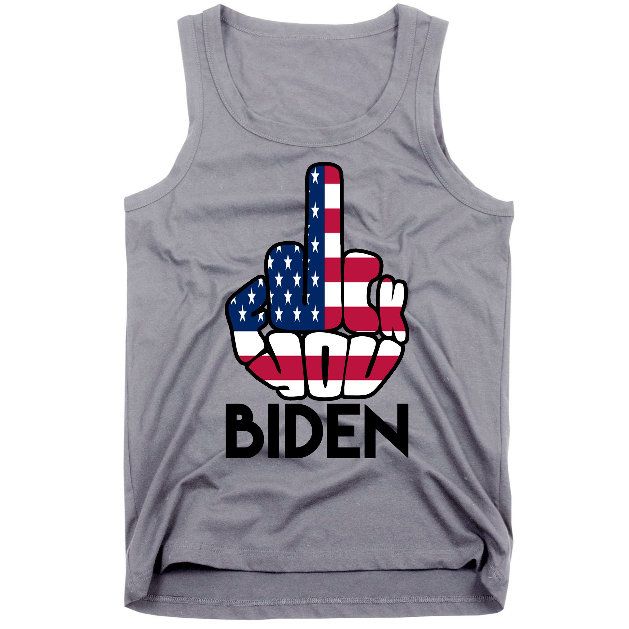 Fuck You Biden Middle Finger American Flag Tank Top