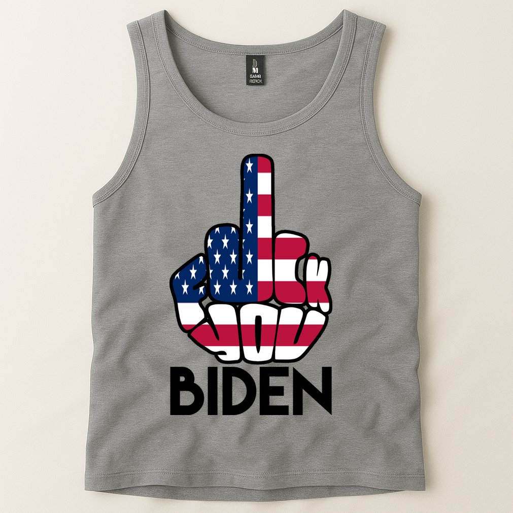 Fuck You Biden Middle Finger American Flag Tank Top