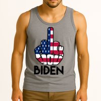 Fuck You Biden Middle Finger American Flag Tank Top
