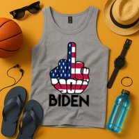 Fuck You Biden Middle Finger American Flag Tank Top