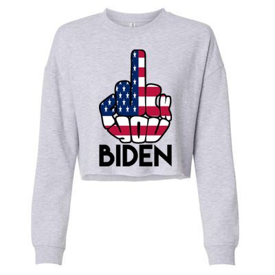 Fuck You Biden Middle Finger American Flag Cropped Pullover Crew