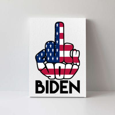 Fuck You Biden Middle Finger American Flag Canvas