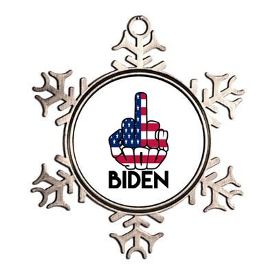 Fuck You Biden Middle Finger American Flag Metallic Star Ornament