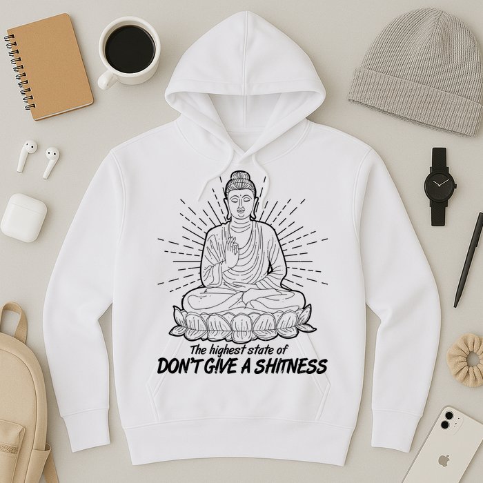Funny Yoga Buddha The Highest State Of Don't Give A Shitness Hoodie