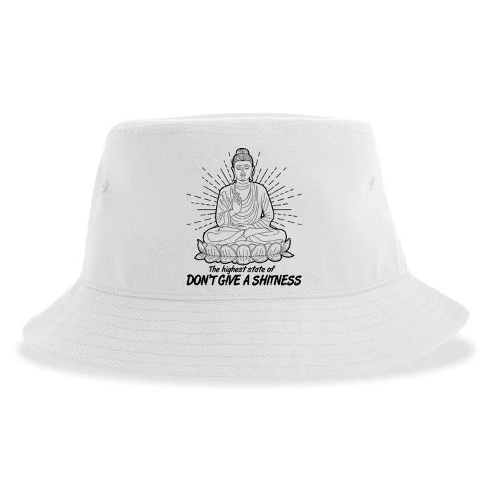 Funny Yoga Buddha The Highest State Of Don't Give A Shitness Sustainable Bucket Hat