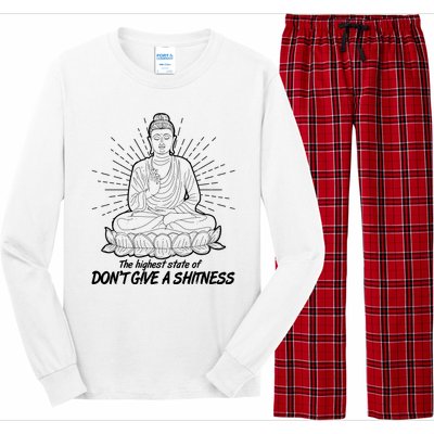 Funny Yoga Buddha The Highest State Of Don't Give A Shitness Long Sleeve Pajama Set