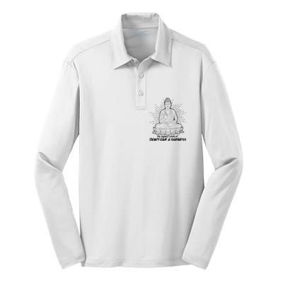 Funny Yoga Buddha The Highest State Of Don't Give A Shitness Silk Touch Performance Long Sleeve Polo