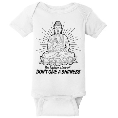 Funny Yoga Buddha The Highest State Of Don't Give A Shitness Baby Bodysuit