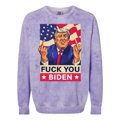 Fck You Biden Funny Trump Meme 2024 Colorblast Crewneck Sweatshirt