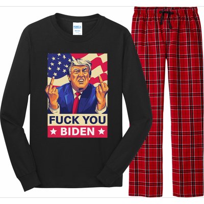 Fck You Biden Funny Trump Meme 2024 Long Sleeve Pajama Set