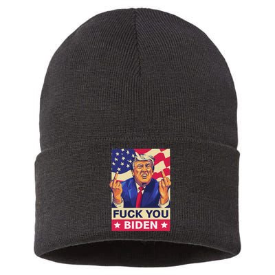 Fck You Biden Funny Trump Meme 2024 Sustainable Knit Beanie