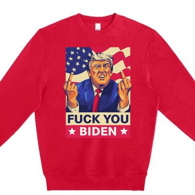 Fck You Biden Funny Trump Meme 2024 Premium Crewneck Sweatshirt