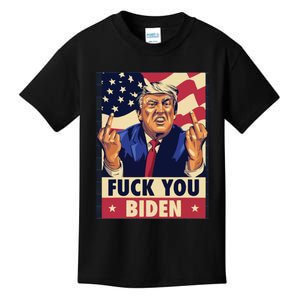 Fuck You Biden Donald Trump Funny Middle Finger FJB Kids T-Shirt