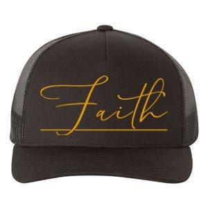 Faith Yellow Christian Yupoong Adult 5-Panel Trucker Hat