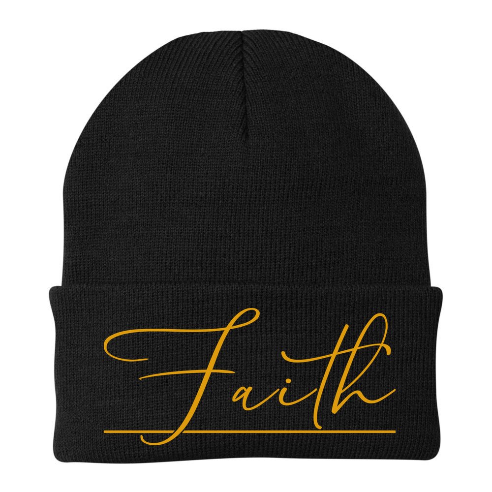 Faith Yellow Christian Beanie