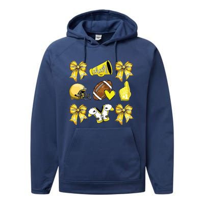 Funny Yellow Cheer Coquette Football Mom Women Girl Performance Fleece Hoodie