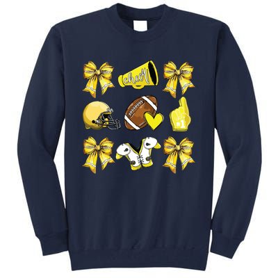 Funny Yellow Cheer Coquette Football Mom Women Girl Tall Sweatshirt