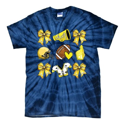 Funny Yellow Cheer Coquette Football Mom Women Girl Tie-Dye T-Shirt