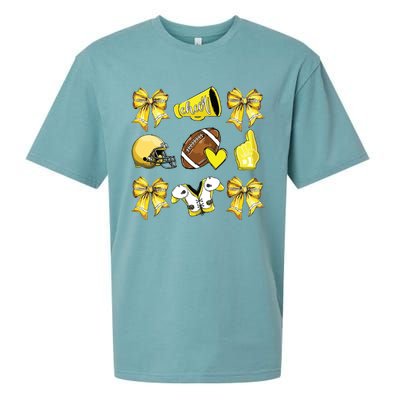 Funny Yellow Cheer Coquette Football Mom Women Girl Sueded Cloud Jersey T-Shirt