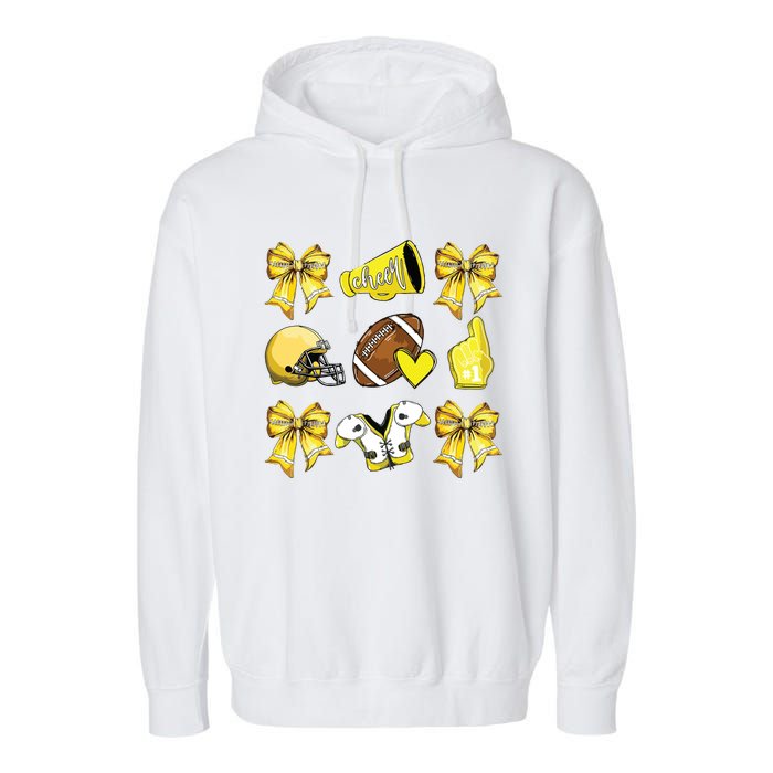 Funny Yellow Cheer Coquette Football Mom Women Girl Garment-Dyed Fleece Hoodie